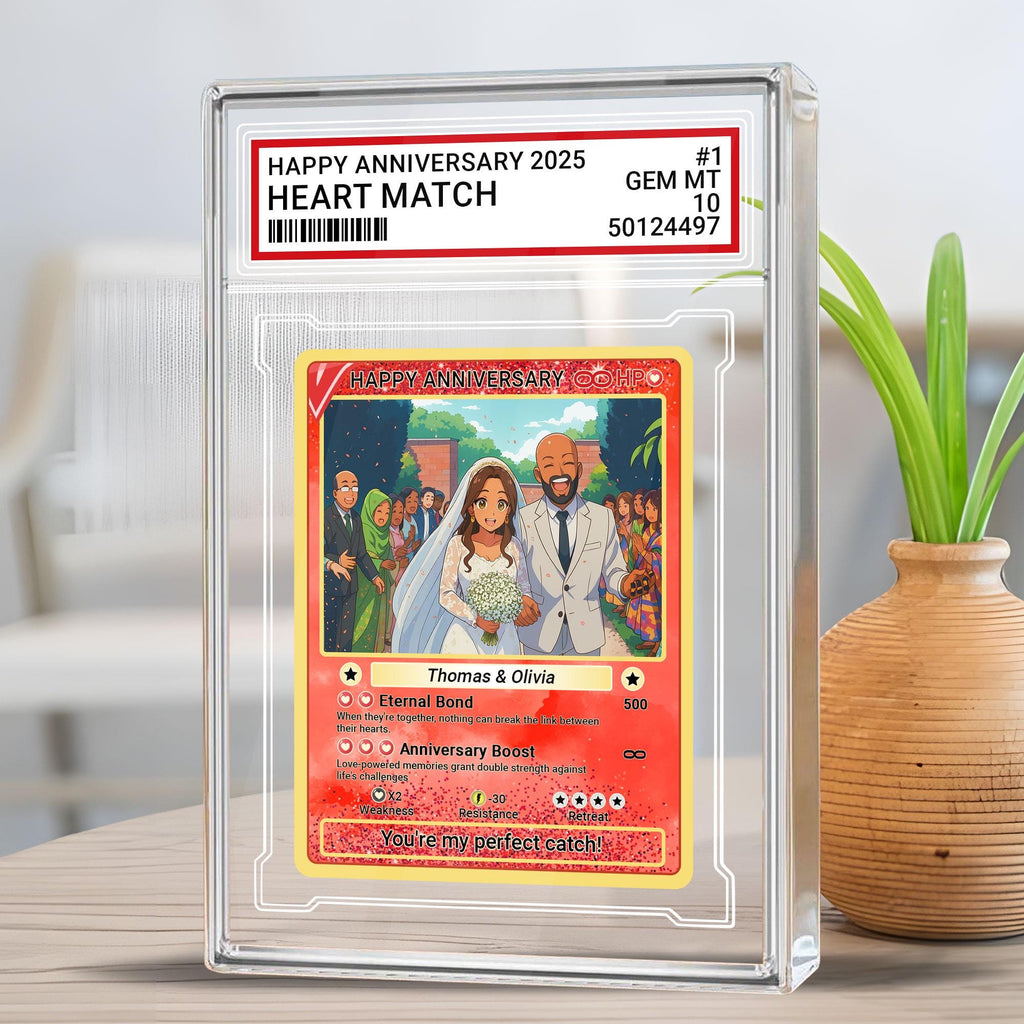 Custom Anime Photo Wedding Acrylic Block, Personalized Anniversary Pokémo Style Card Gift for Husband, Wife, or Newly...