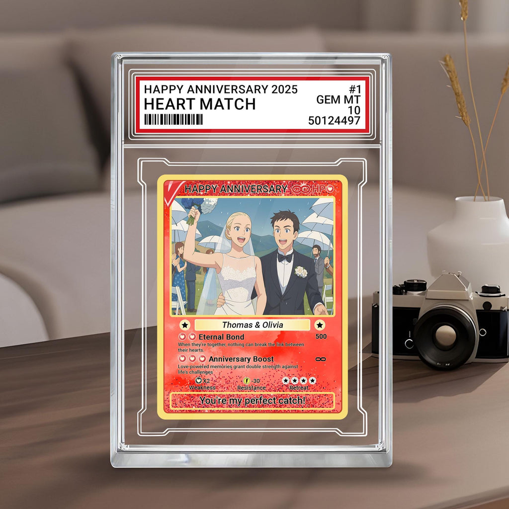 Custom Pokémo Style Wedding Card Gift, Personalized Acrylic with Your Photo, Unique Anniversary Keepsake for Couples,...