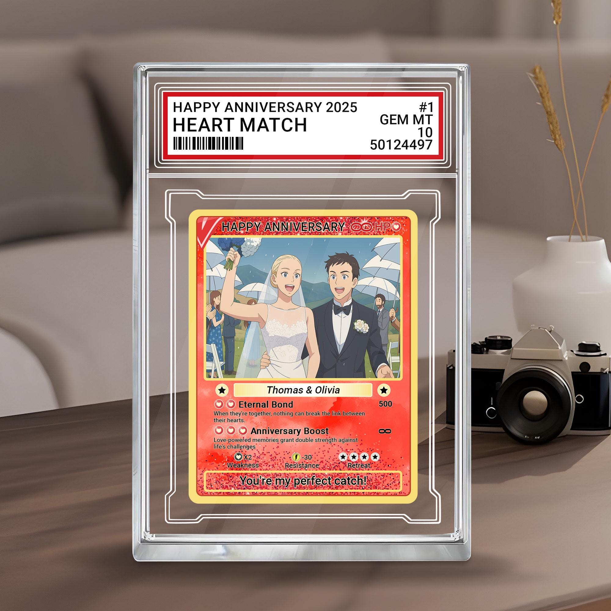 Custom Pokémo Style Wedding Card Gift, Personalized Acrylic with Your Photo, Unique Anniversary Keepsake for Couples,...