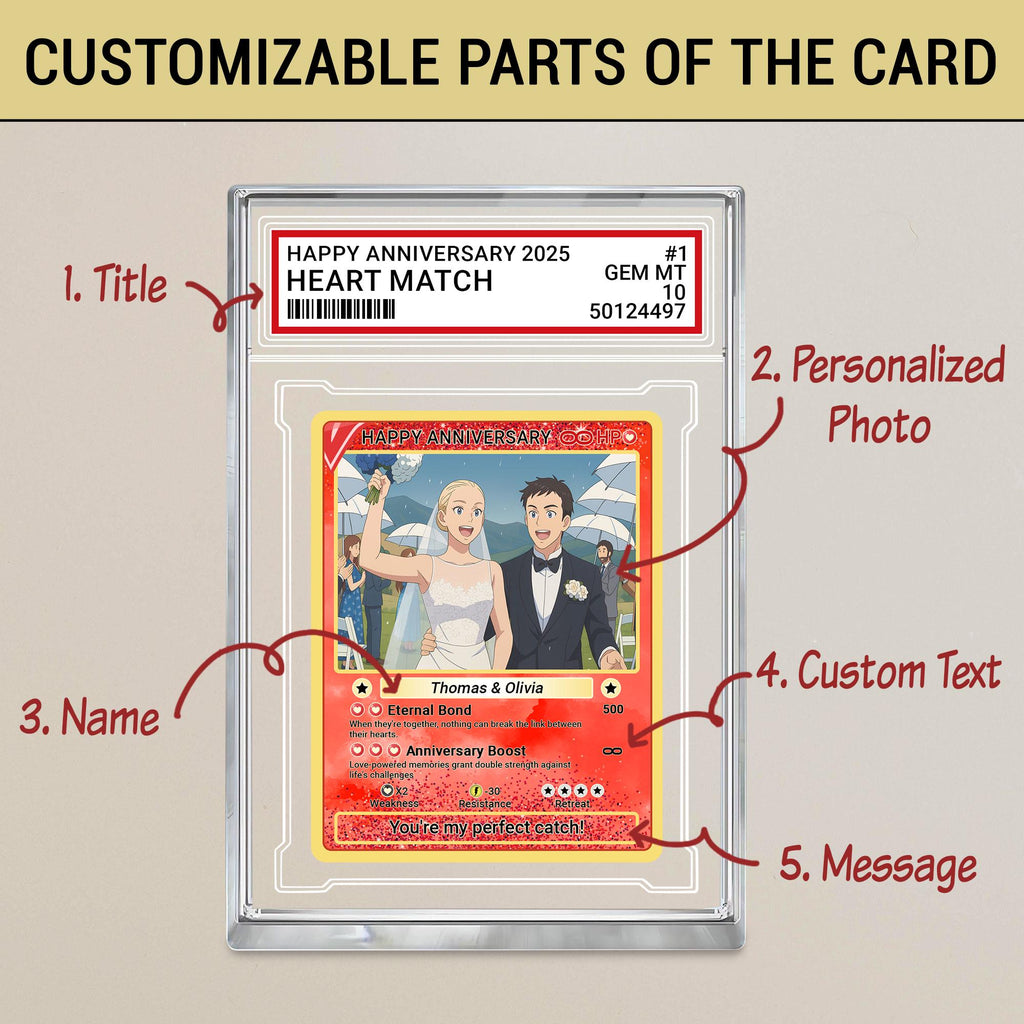 Custom Pokémo Style Wedding Card Gift, Personalized Acrylic with Your Photo, Unique Anniversary Keepsake for Couples,...