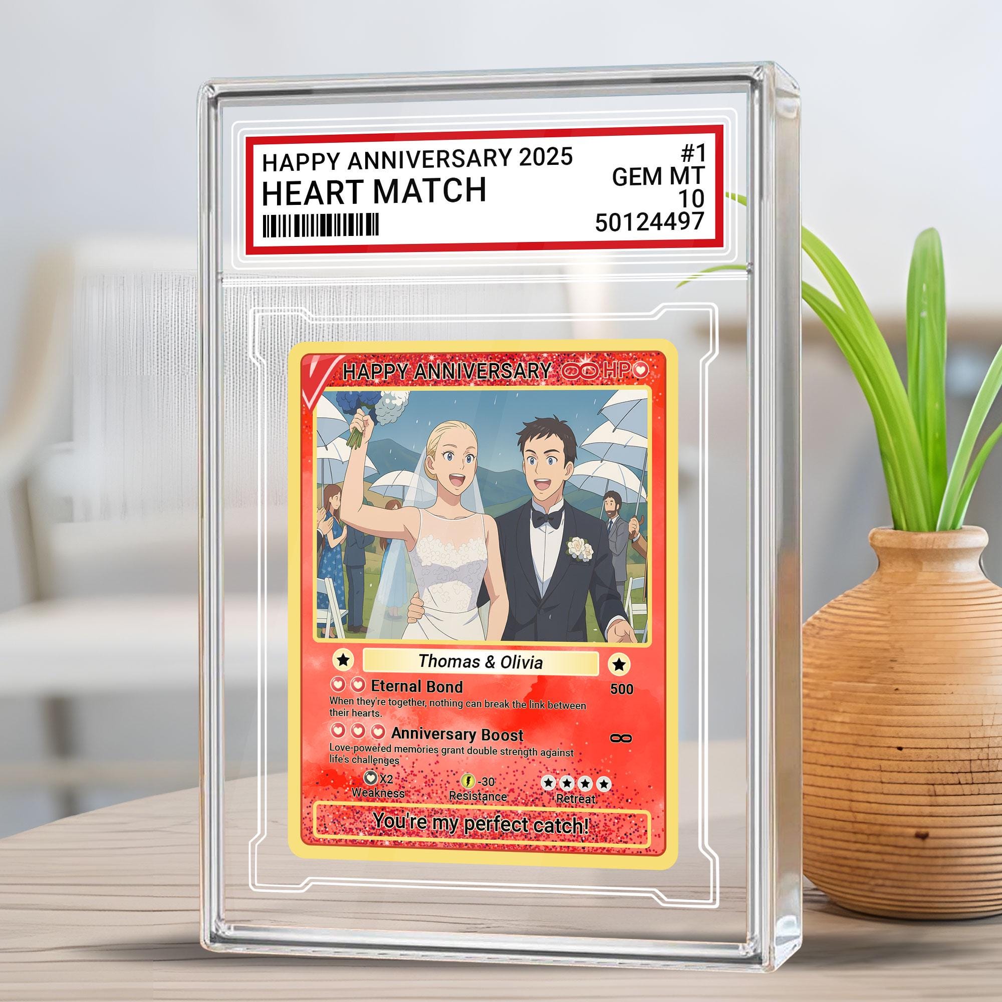 Custom Pokémo Style Wedding Card Gift, Personalized Acrylic with Your Photo, Unique Anniversary Keepsake for Couples,...