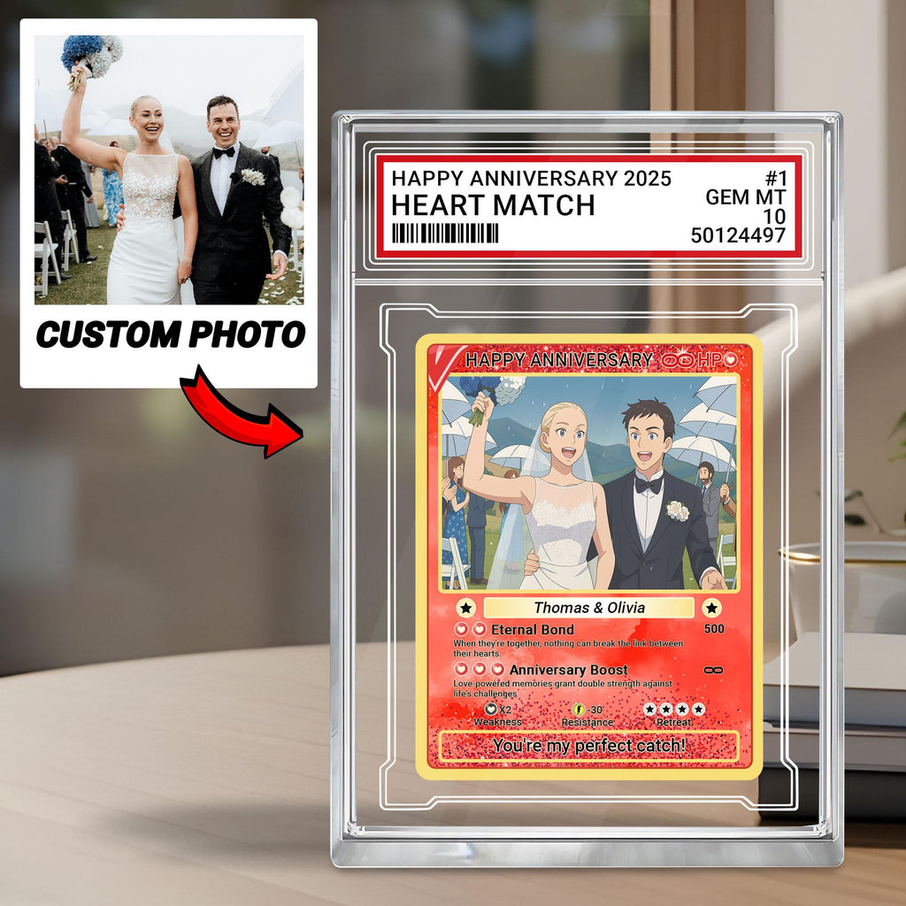 Custom Pokémo Style Wedding Card Gift, Personalized Acrylic with Your Photo, Unique Anniversary Keepsake for Couples,...