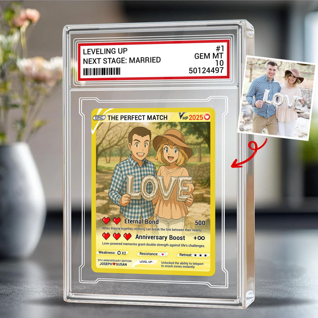 Personalized Anime Pokémo Style Wedding Card Gift, Custom Acrylic with Your Photo, Unique Anniversary Keepsake for Co...