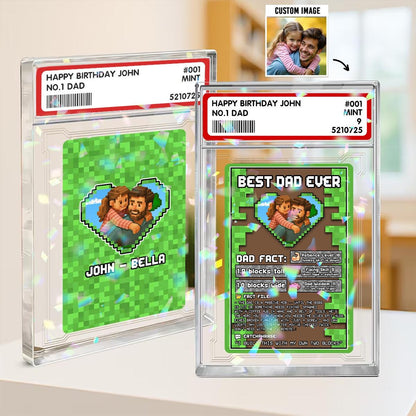 Personalized Father's Day Dadcraft Card, Custom Photo Dad And Kid Hologram Ornament, Best Dad Ever Gifts, Gamer Dadcr...