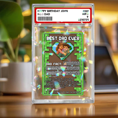 Personalized Father's Day Dadcraft Card, Custom Photo Dad And Kid Hologram Ornament, Best Dad Ever Gifts, Gamer Dadcr...