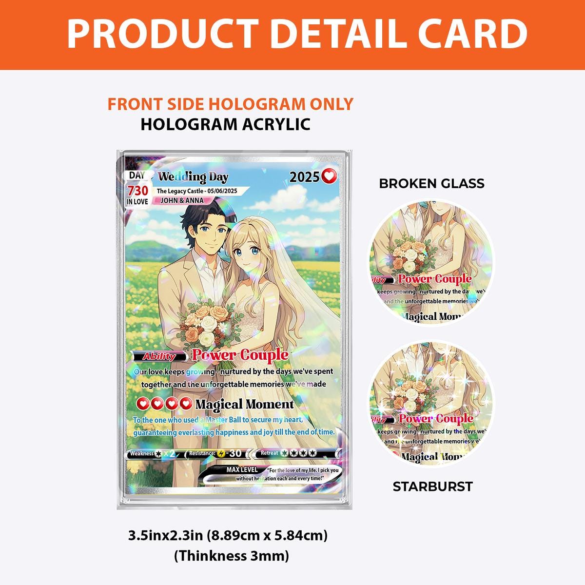 Custom Photo Anime Themed Sign for Anniversary, Personalized Poke Anniversary/Wedding Card, Hologram Acrylic Card for...