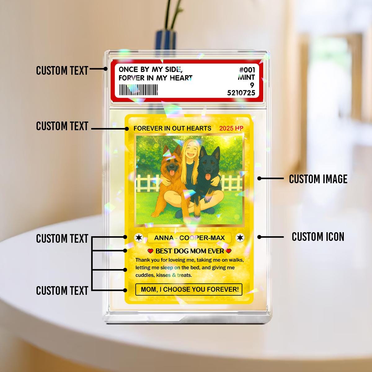 Personalized Poke Dog Hologram Plaque, Anime Style Dog Dad Card, Personalized Pet Trading Card for Dog lovers, Custom...
