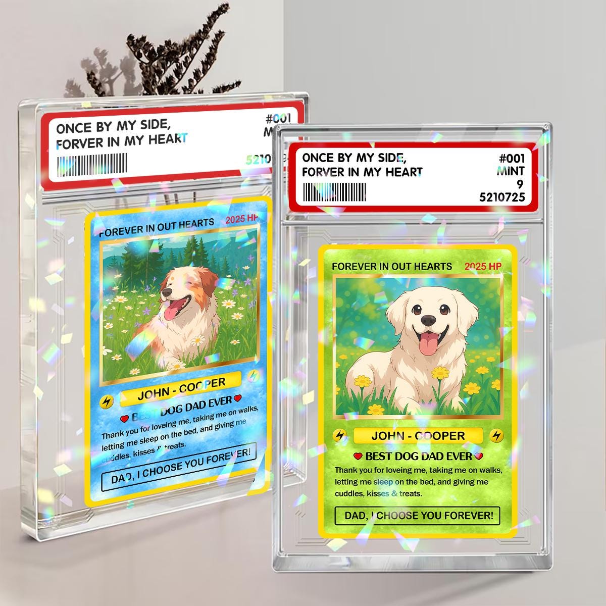 Personalized Poke Dog Hologram Plaque, Anime Style Dog Dad Card, Personalized Pet Trading Card for Dog lovers, Custom...