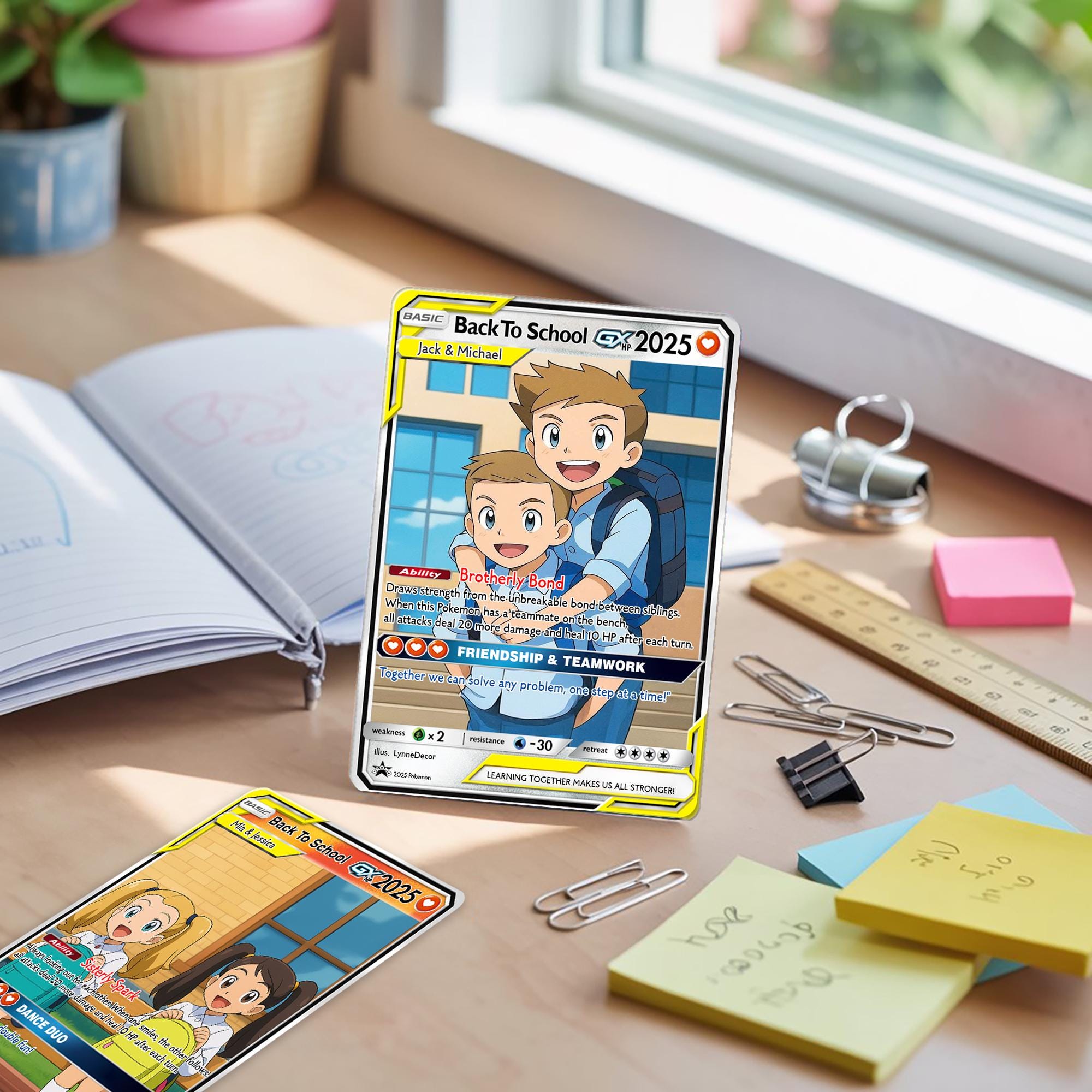 Personalized Pokémon Back to School Card for Kids, Custom Anime Style Student Gift, First Day of School Card for Boy Girl,Name Keepsake Gift