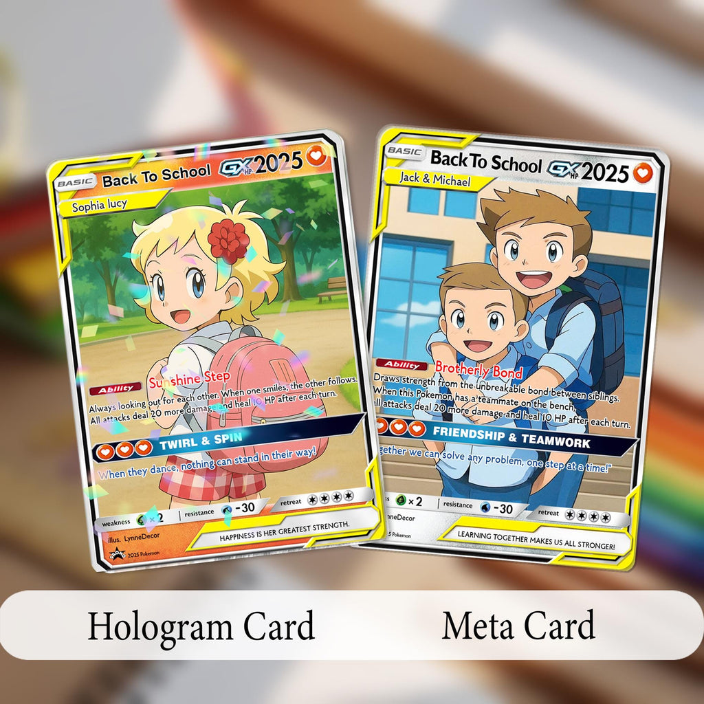 Personalized Pokémon Back to School Card for Kids, Custom Anime Style Student Gift, First Day of School Card for Boy Girl,Name Keepsake Gift