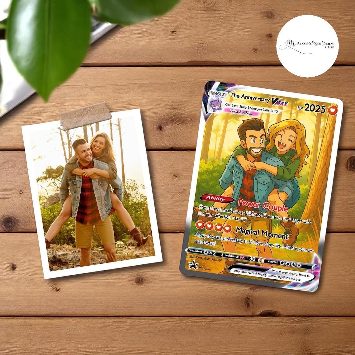Personalized Anime-Inspired Anniversary Card, Custom Couple Photo Card, Wedding or Anniversary Gift, Cute Card for Hi...
