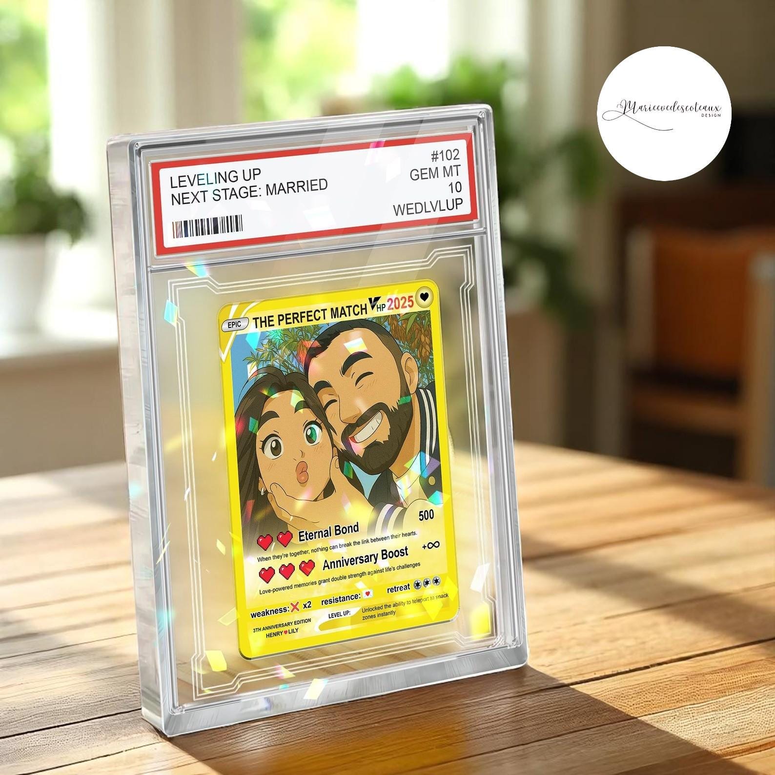 Custom Acrylic Block Couple Card, Anime Style Gift with Photo, Gamer Anniversary Gift, Romantic Gift for Him or Her -...