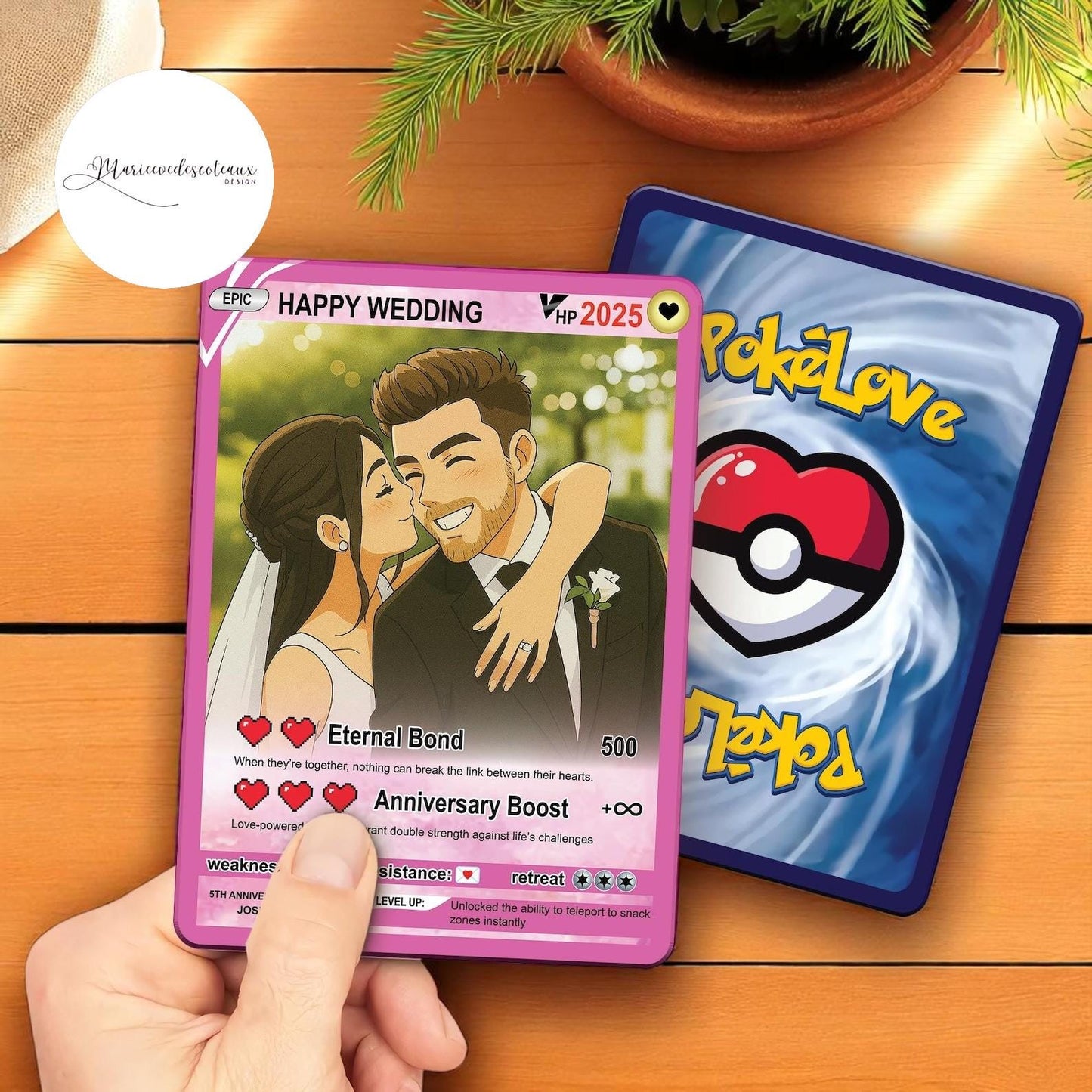 Custom Acrylic Block Couple Card, Anime Style Gift with Photo, Gamer Anniversary Gift, Romantic Gift for Him or Her -...