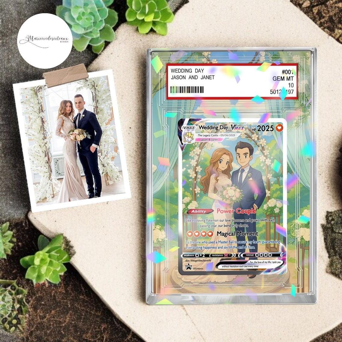 Personalized Anime-Inspired Anniversary Card & Acrylic Block, Custom Photo Couple Gift, Wedding or Dating Anniversary...
