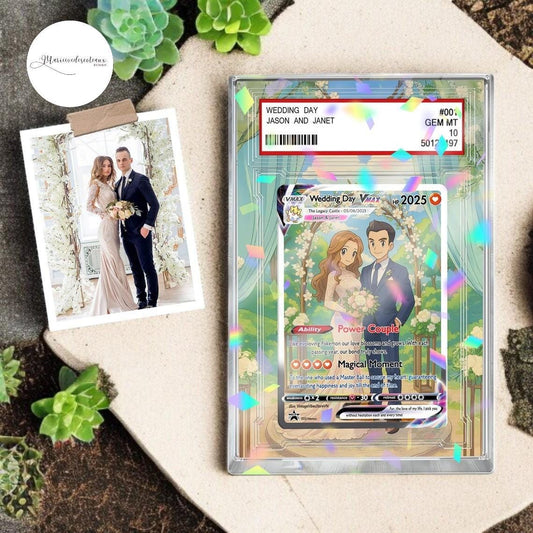 Personalized Anime-Inspired Anniversary Card & Acrylic Block, Custom Photo Couple Gift, Wedding or Dating Anniversary...