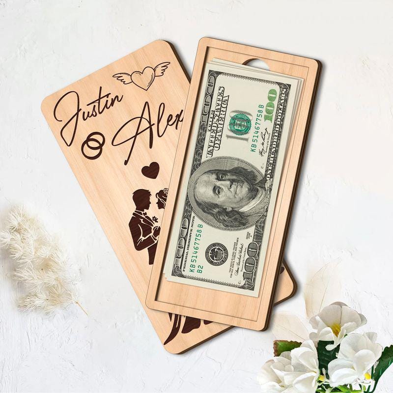 Custom Wooden Box for Money Envelope Wedding, Custom Wooden Money Gift Box with Name and Date, Wedding Gift Envelope ...