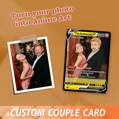 Custom Pokemon Anniversary Card, Personalized Anime Photo Wedding Card, Halloween Gift, Gift for Him, Engagement Gift...