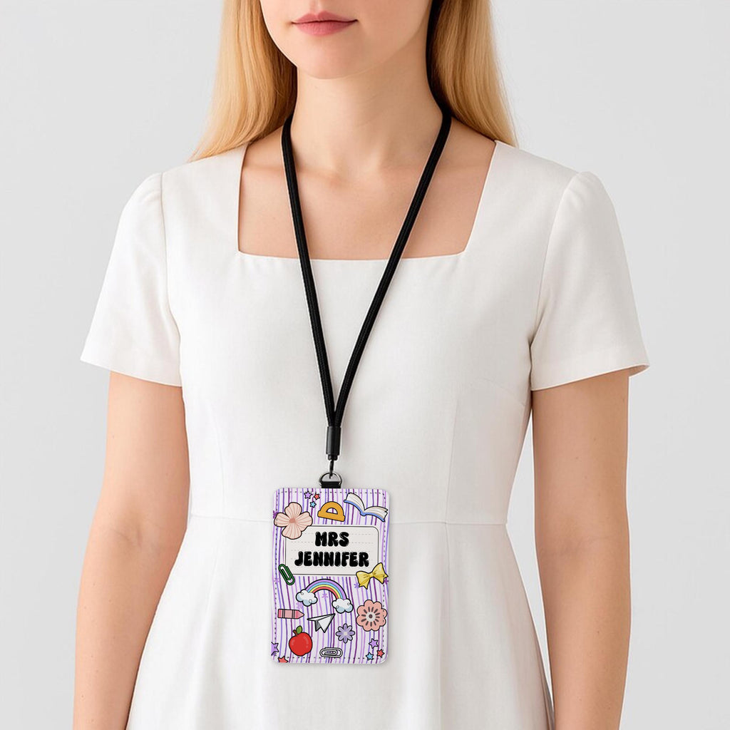 Teacher Gift Personalized ID Badge Holder Lanyard | Custom Pencil Teacher Lanyard | Back to School Educator Gift | Teacher School Supplies