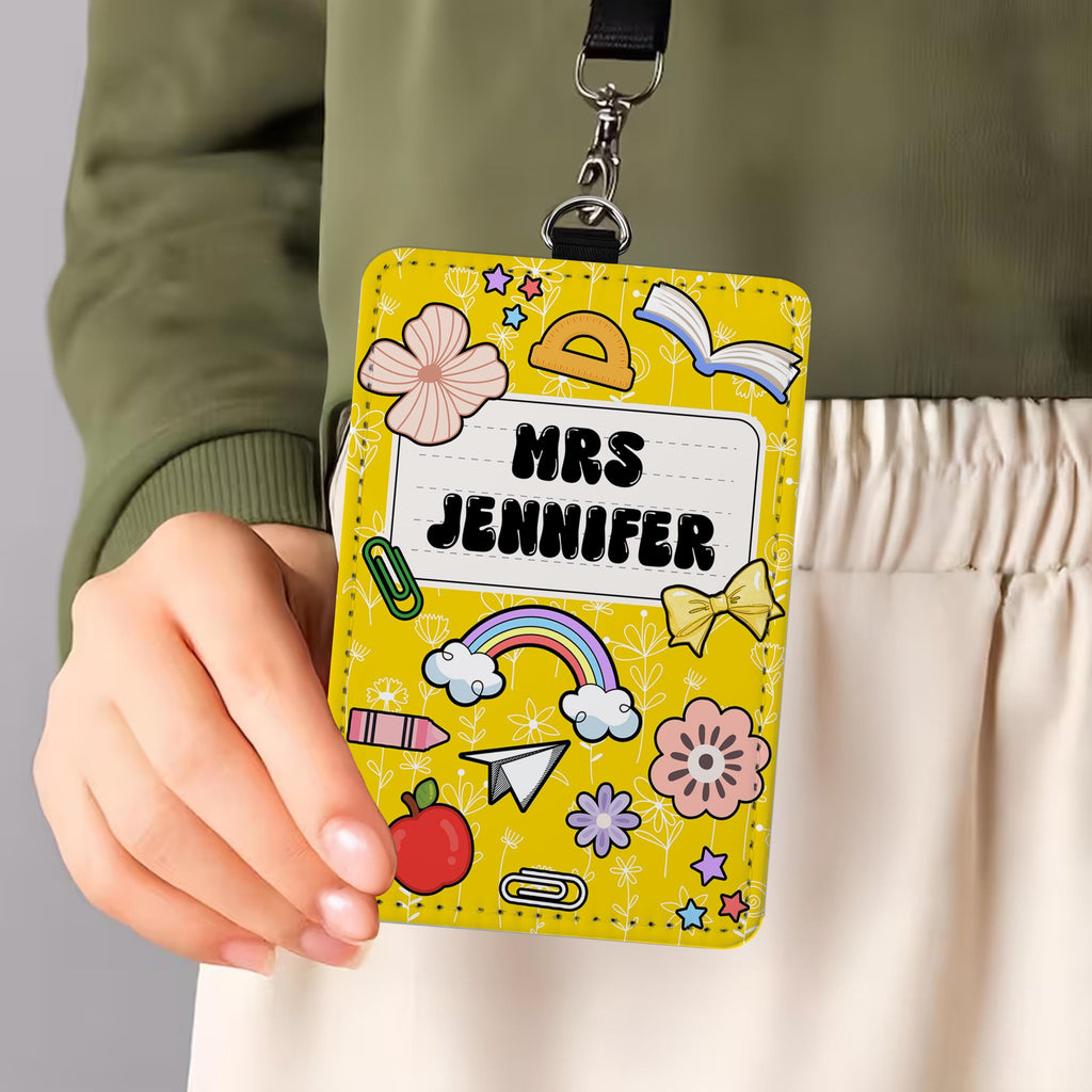 Teacher Gift Personalized ID Badge Holder Lanyard | Custom Pencil Teacher Lanyard | Back to School Educator Gift | Teacher School Supplies
