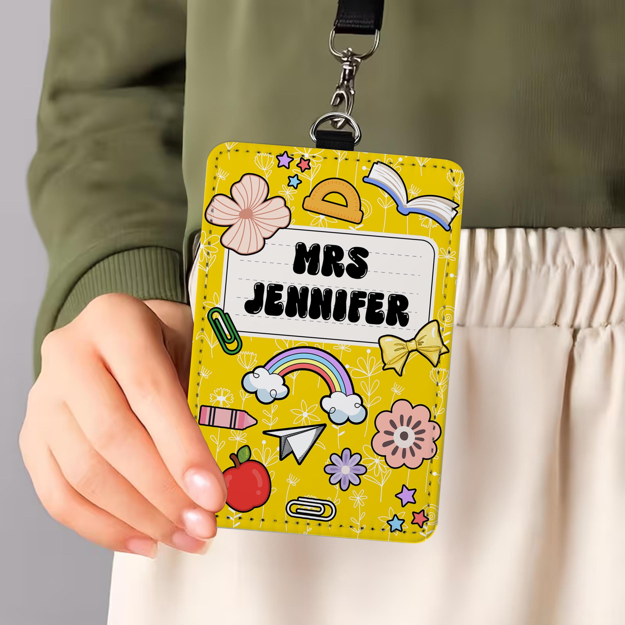 Teacher Gift Personalized ID Badge Holder Lanyard | Custom Pencil Teacher Lanyard | Back to School Educator Gift | Teacher School Supplies