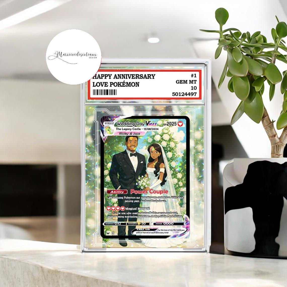 Personalized Poke Anniversary Card, Custom Wedding Photo Card, Anime Style Acrylic Gift, Couple Keepsake for Him or H...