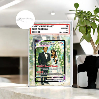 Personalized Poke Anniversary Card, Custom Wedding Photo Card, Anime Style Acrylic Gift, Couple Keepsake for Him or H...