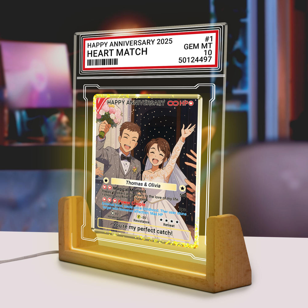 Photo Couple Trading Card Style Night Light, Custom Name, Personalized Photo Acrylic Plaque, Bedroom Decor,LED Night ...