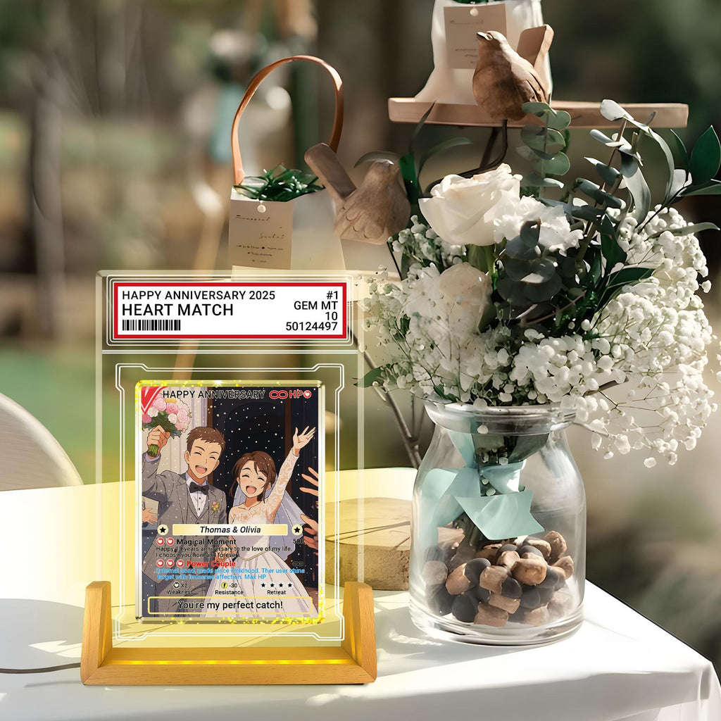 Photo Couple Trading Card Style Night Light, Custom Name, Personalized Photo Acrylic Plaque, Bedroom Decor,LED Night ...