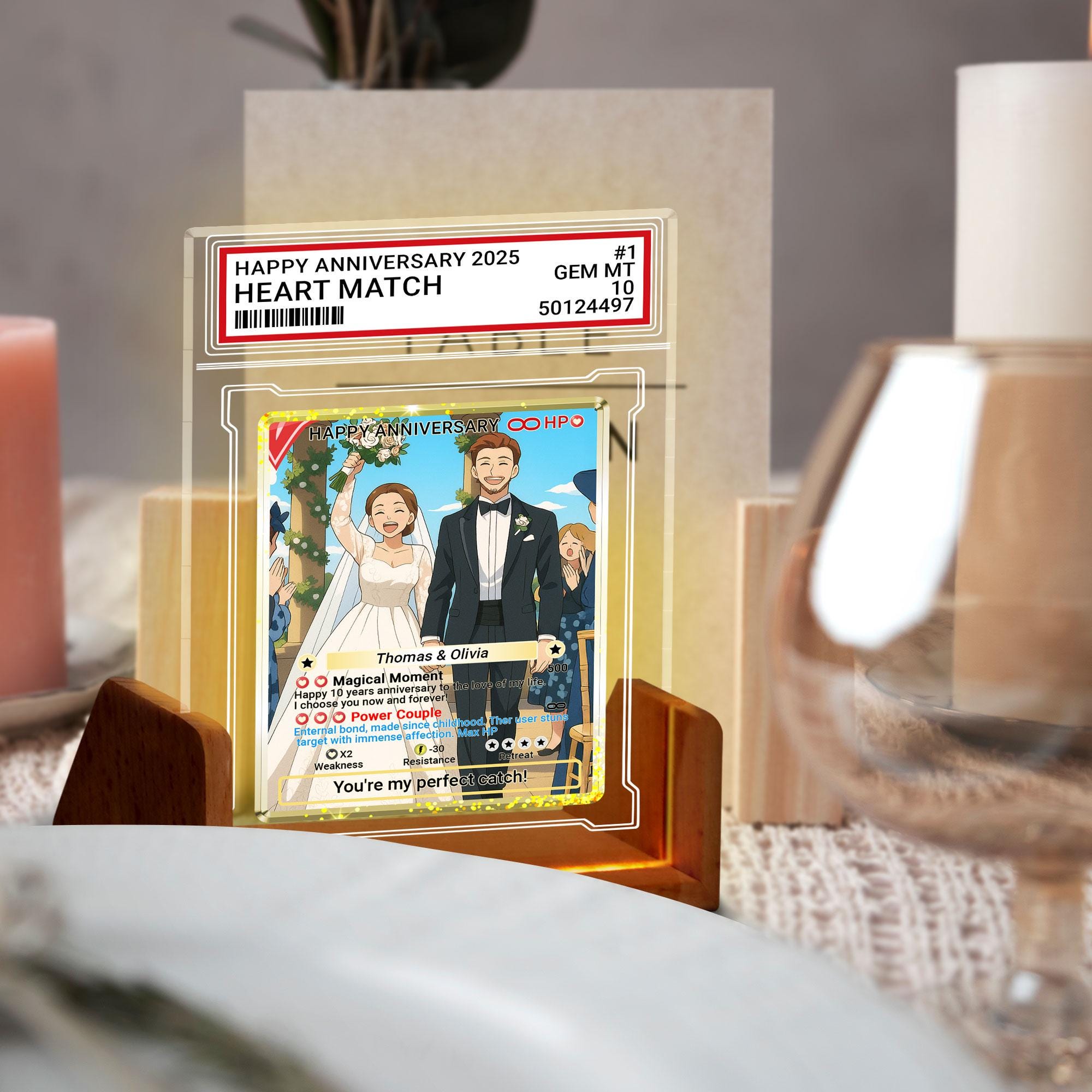 Photo Couple Trading Card Style Night Light, Custom Name, Personalized Photo Acrylic Plaque, Bedroom Decor,LED Night ...