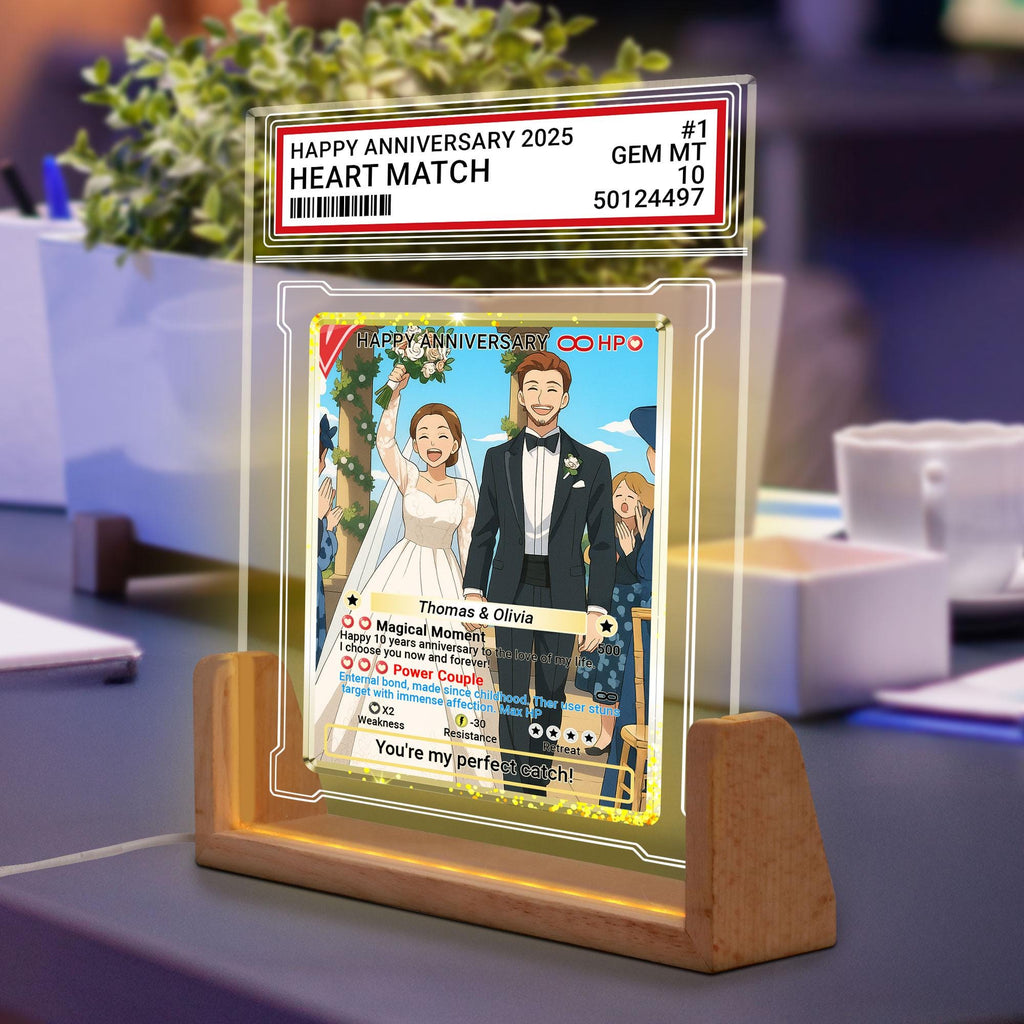 Photo Couple Trading Card Style Night Light, Custom Name, Personalized Photo Acrylic Plaque, Bedroom Decor,LED Night ...