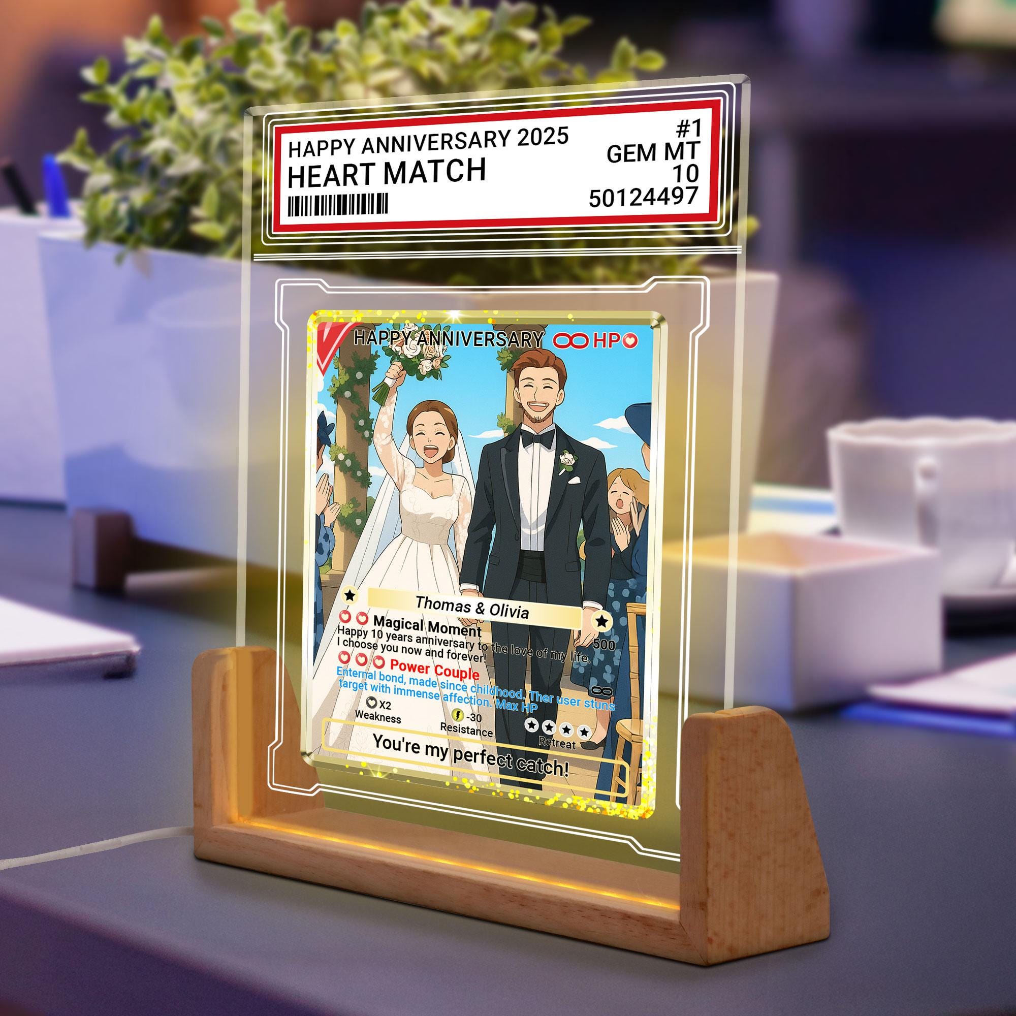 Photo Couple Trading Card Style Night Light, Custom Name, Personalized Photo Acrylic Plaque, Bedroom Decor,LED Night ...