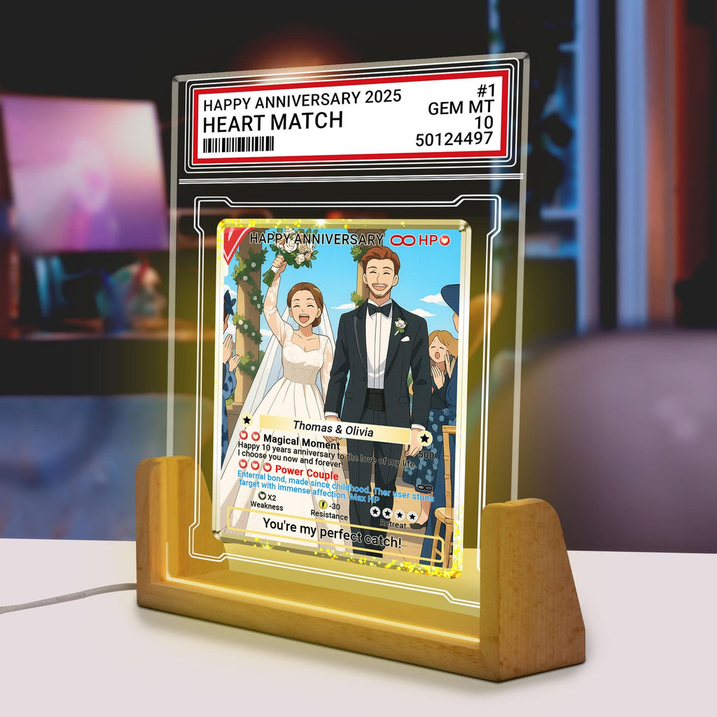 Photo Couple Trading Card Style Night Light, Custom Name, Personalized Photo Acrylic Plaque, Bedroom Decor,LED Night ...