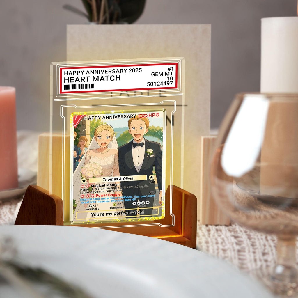 Photo Couple Trading Card Style Night Light, Custom Name, Personalized Photo Acrylic Plaque, Bedroom Decor,LED Night ...