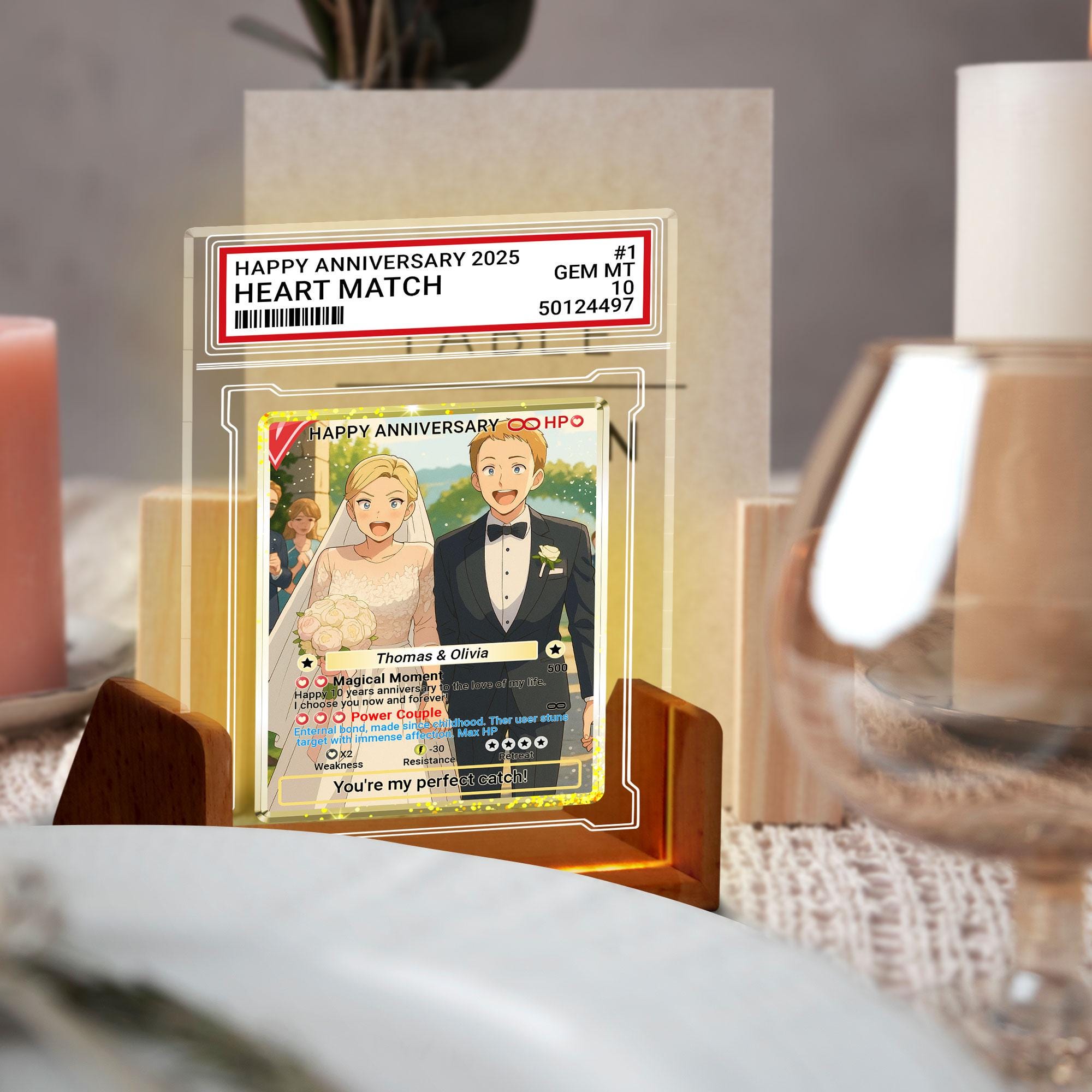 Photo Couple Trading Card Style Night Light, Custom Name, Personalized Photo Acrylic Plaque, Bedroom Decor,LED Night ...