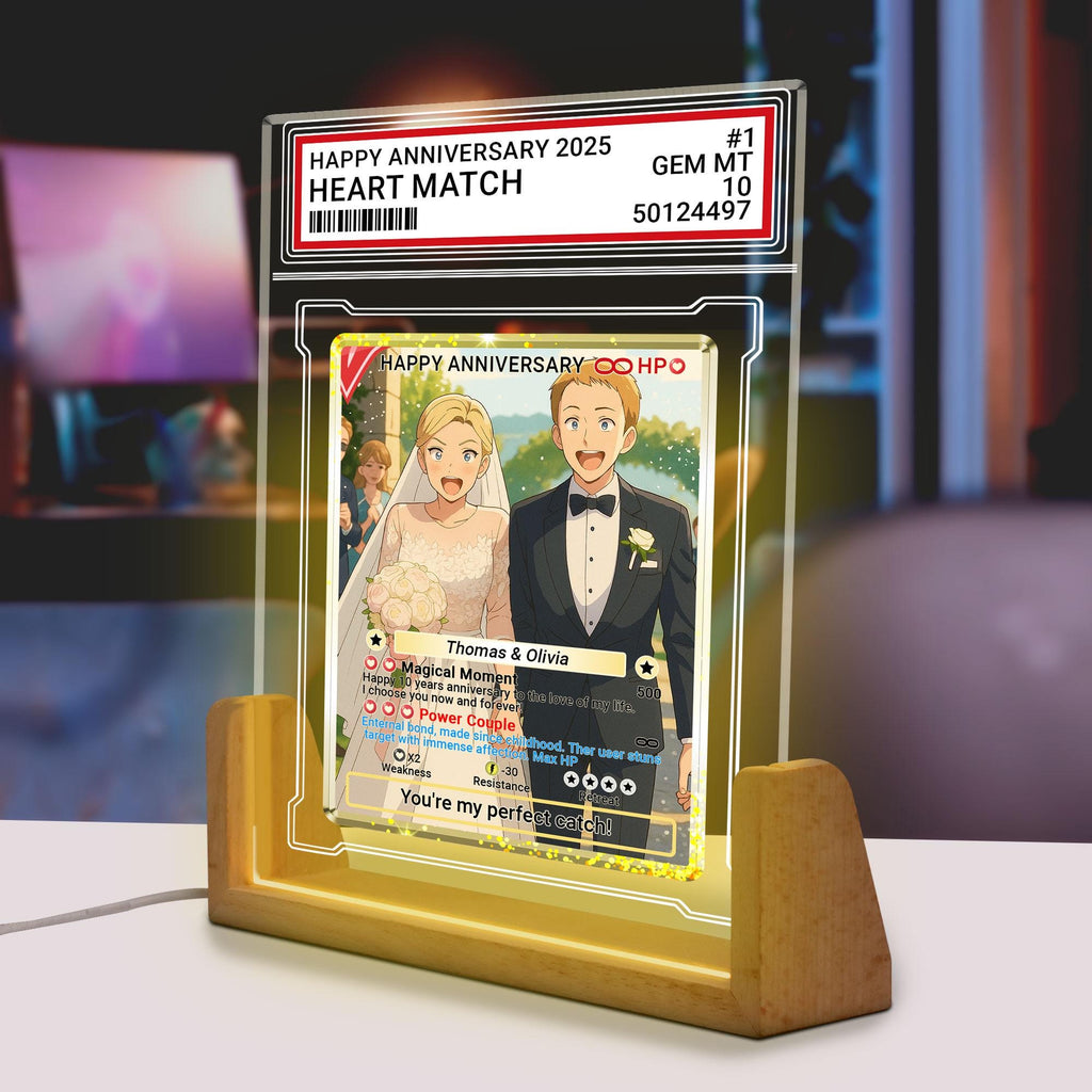 Photo Couple Trading Card Style Night Light, Custom Name, Personalized Photo Acrylic Plaque, Bedroom Decor,LED Night ...