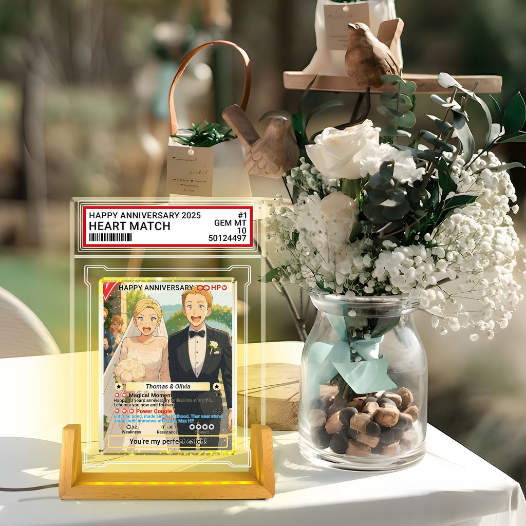 Photo Couple Trading Card Style Night Light, Custom Name, Personalized Photo Acrylic Plaque, Bedroom Decor,LED Night ...