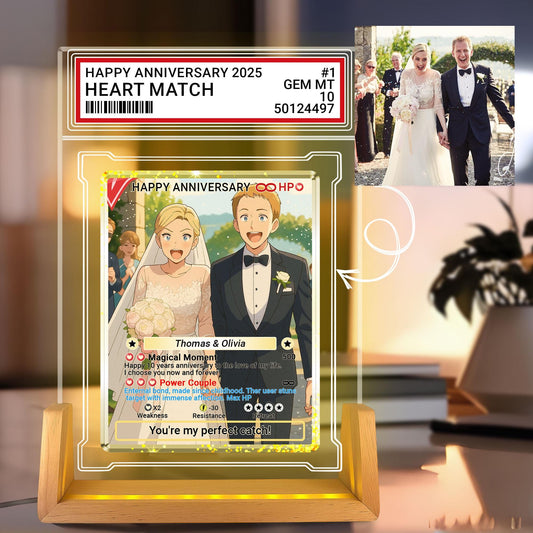 Photo Couple Trading Card Style Night Light, Custom Name, Personalized Photo Acrylic Plaque, Bedroom Decor,LED Night ...