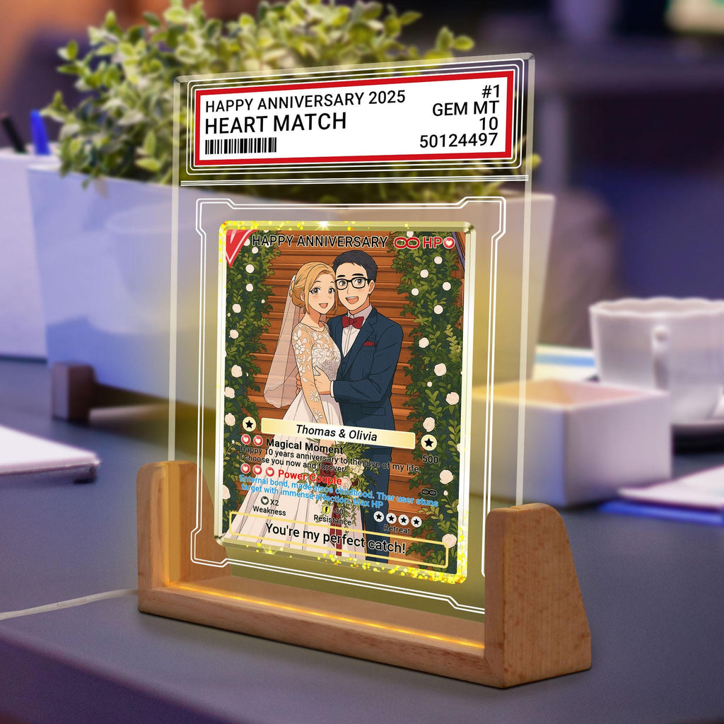 Photo Couple Trading Card Style Night Light, Custom Name, Personalized Photo Acrylic Plaque, Bedroom Decor,LED Night ...