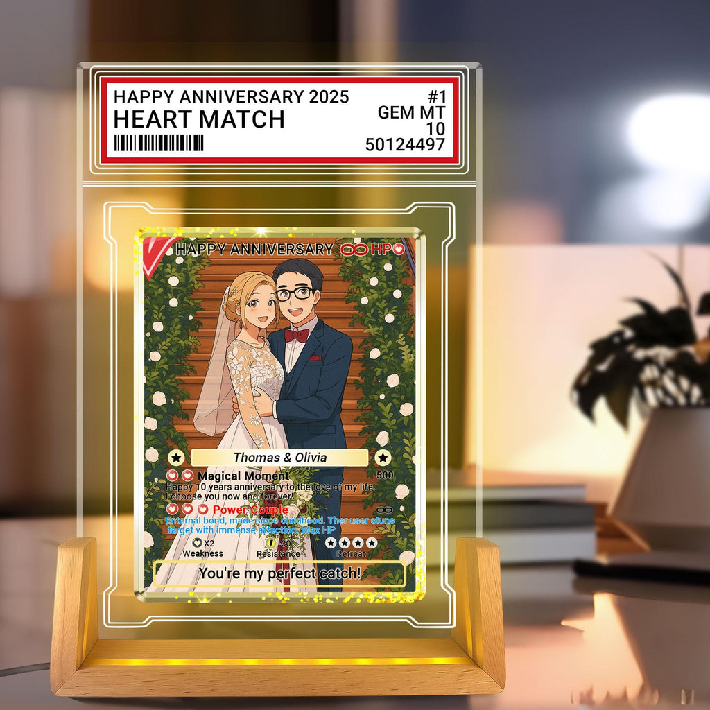 Photo Couple Trading Card Style Night Light, Custom Name, Personalized Photo Acrylic Plaque, Bedroom Decor,LED Night ...