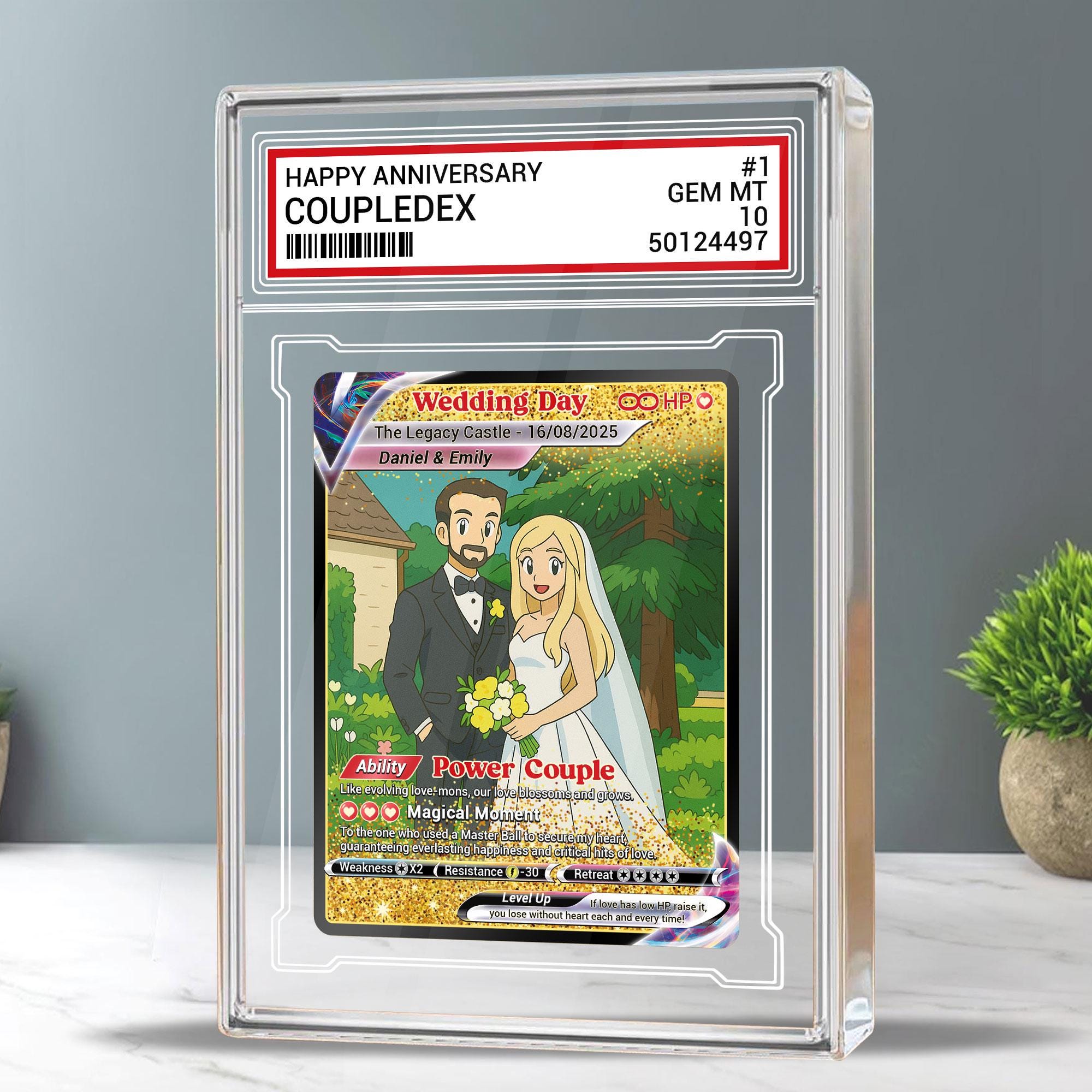 Custom Photo Couple Trading Card Gift, Anime-Inspired Wedding Keepsake, Personalized Acrylic Block, Anniversary Gift,...