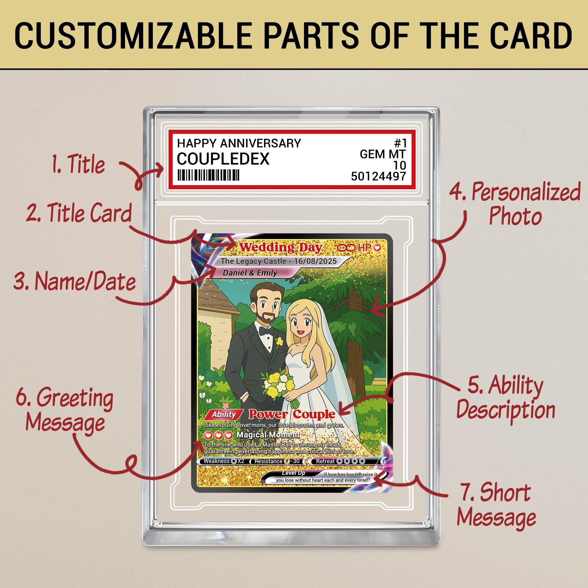 Custom Photo Couple Trading Card Gift, Anime-Inspired Wedding Keepsake, Personalized Acrylic Block, Anniversary Gift,...