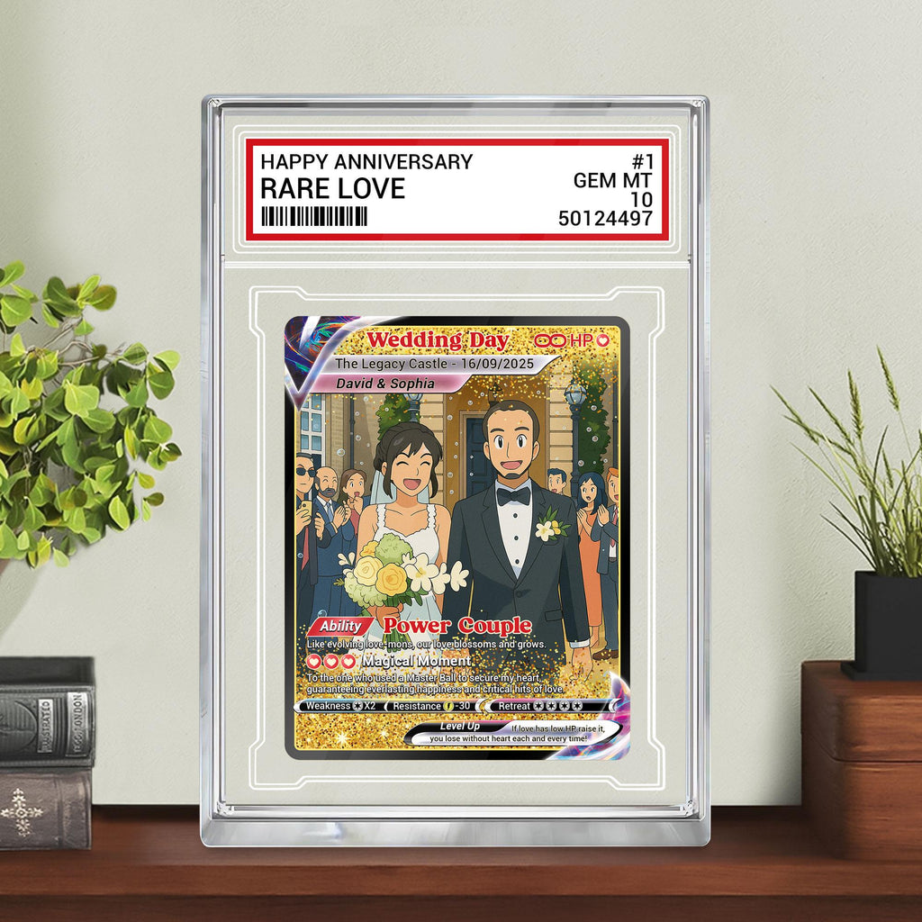 Custom Photo Couple Trading Card Gift, Anime-Inspired Wedding Keepsake, Personalized Acrylic Block, Couple Pokemo Fan...