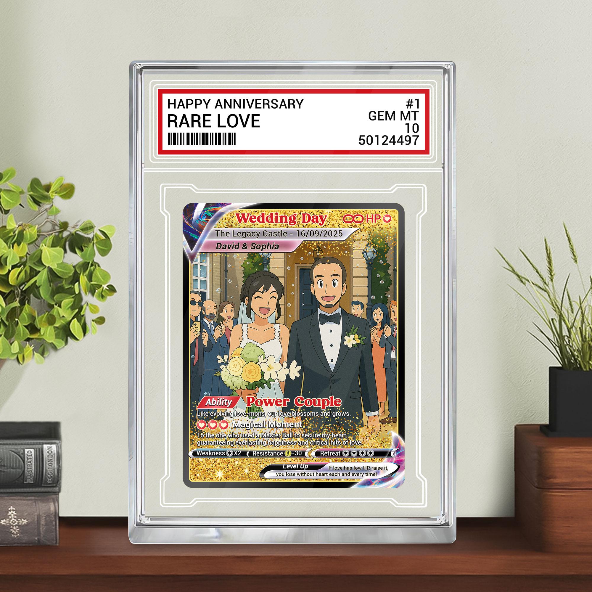 Custom Photo Couple Trading Card Gift, Anime-Inspired Wedding Keepsake, Personalized Acrylic Block, Couple Pokemo Fan...
