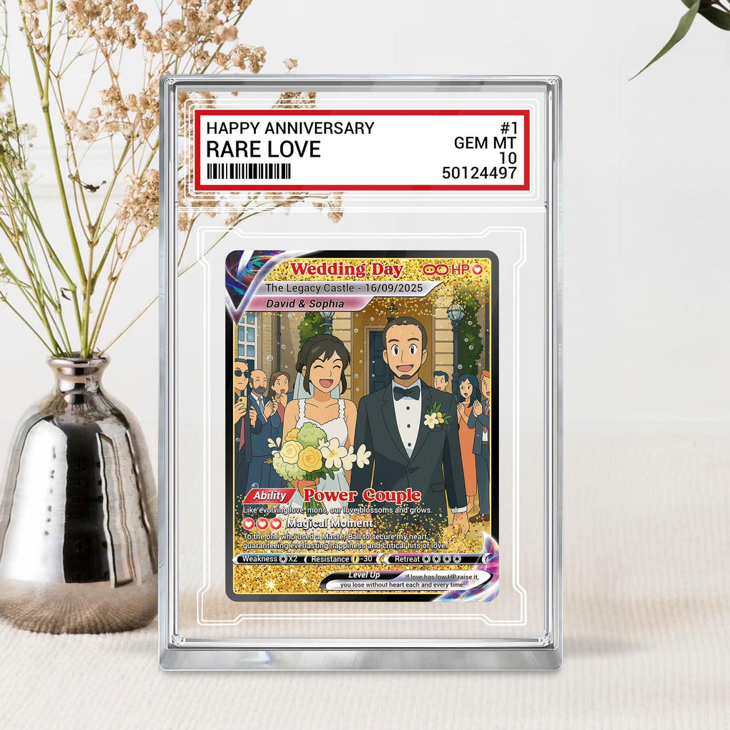 Custom Photo Couple Trading Card Gift, Anime-Inspired Wedding Keepsake, Personalized Acrylic Block, Couple Pokemo Fan...