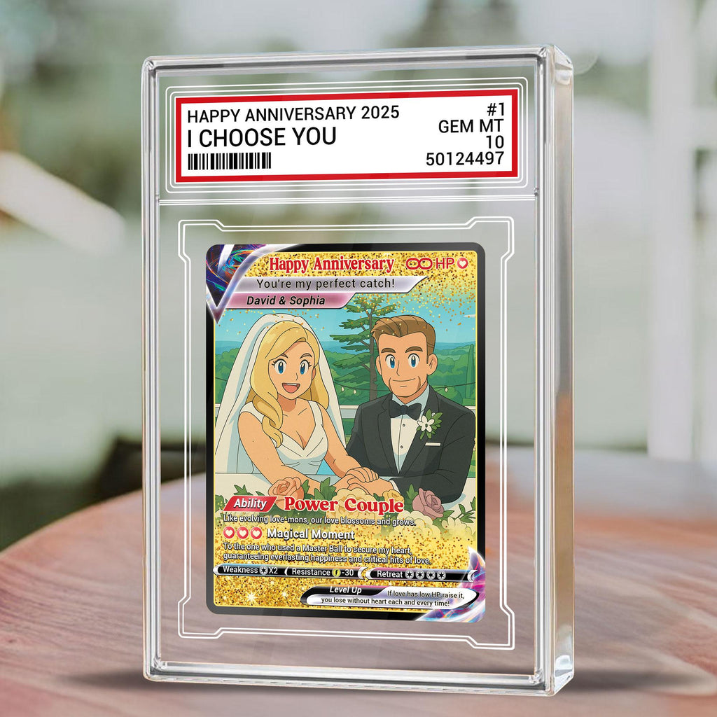 Custom Photo Couple Trading Card Gift, Anime-Inspired Wedding Keepsake, Couple Pokemo Fans, Personalized Acrylic Bloc...