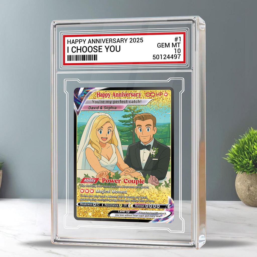 Custom Photo Couple Trading Card Gift, Anime-Inspired Wedding Keepsake, Couple Pokemo Fans, Personalized Acrylic Bloc...