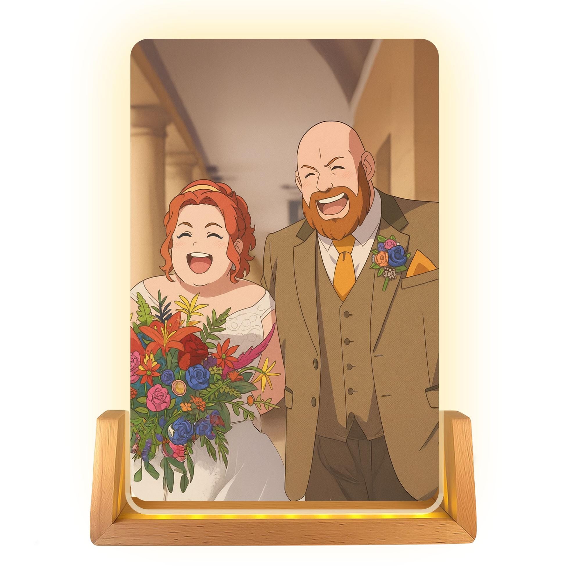 Custom Photo Wedding Couple Night Light, Personalized Anime Portrait Lamp, Romantic Gift, Anniversary Light Decoratio...