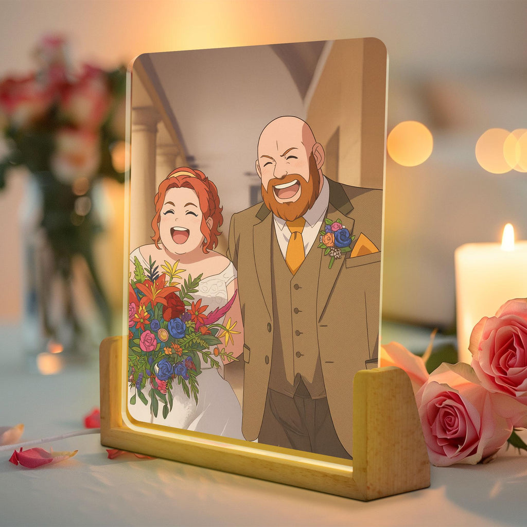 Custom Photo Wedding Couple Night Light, Personalized Anime Portrait Lamp, Romantic Gift, Anniversary Light Decoratio...