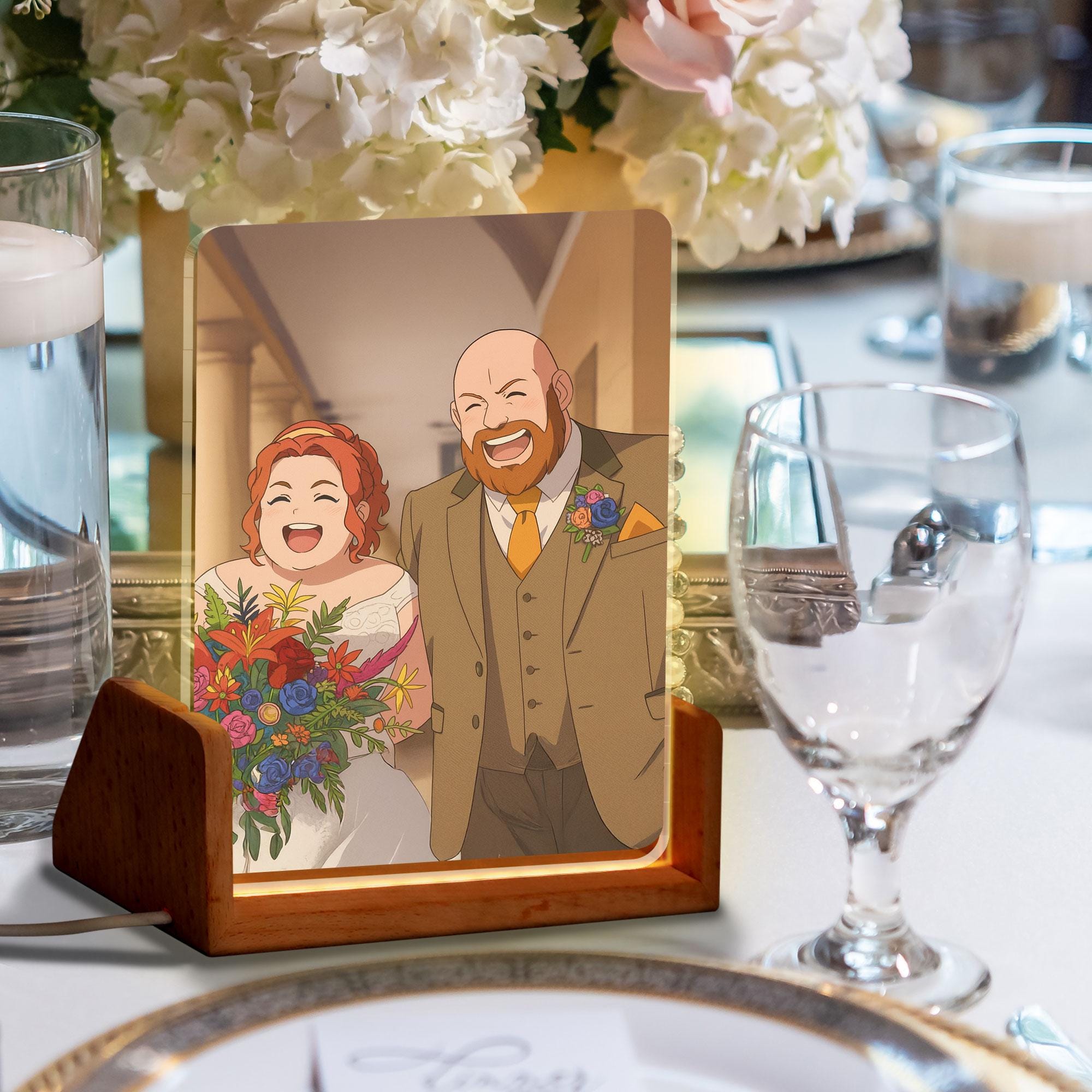 Custom Photo Wedding Couple Night Light, Personalized Anime Portrait Lamp, Romantic Gift, Anniversary Light Decoratio...
