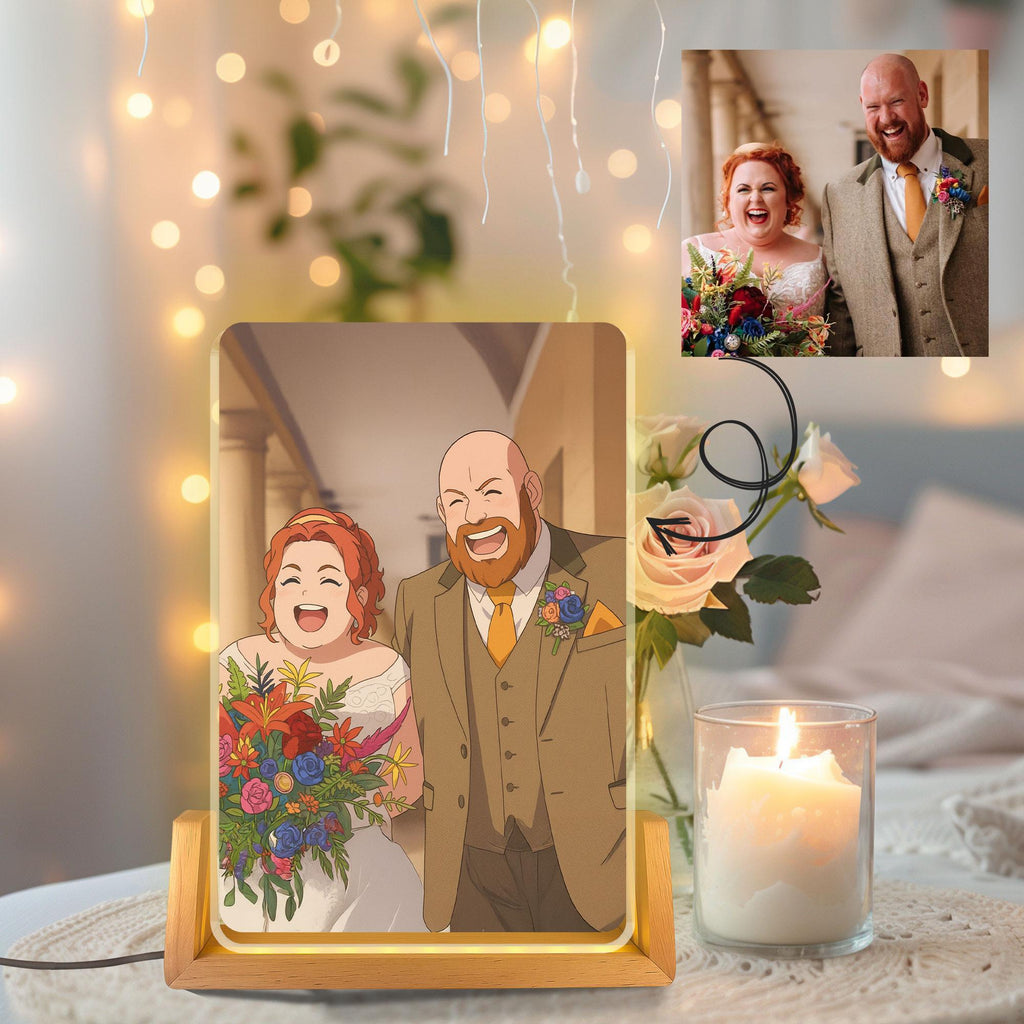 Custom Photo Wedding Couple Night Light, Personalized Anime Portrait Lamp, Romantic Gift, Anniversary Light Decoratio...